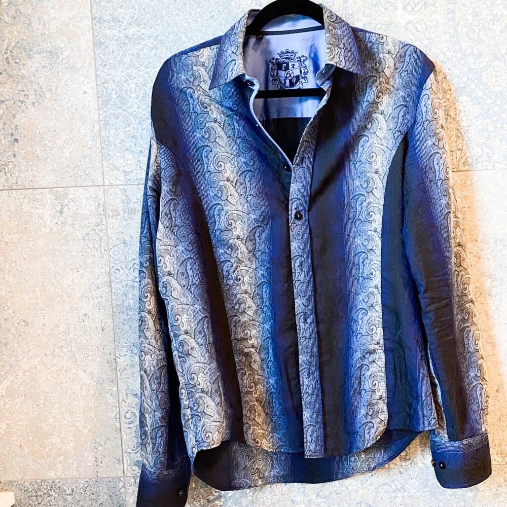 Eight-X Designer Dress Shirt Unique Print Size M